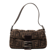フェンディ ズッカ マンマバケット ハンドバッグ 26424 ブラウン ウール レザー レディース FENDI 【中古】