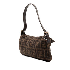 フェンディ ズッカ マンマバケット ハンドバッグ 26424 ブラウン ウール レザー レディース FENDI 【中古】
