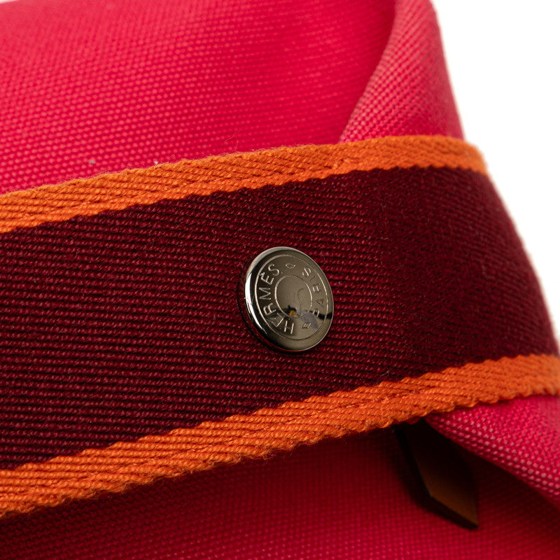 エルメス ブリッドアブラックPM ハンドバッグ ハイビスカス ピンク キャンバス レディース HERMES 【中古】