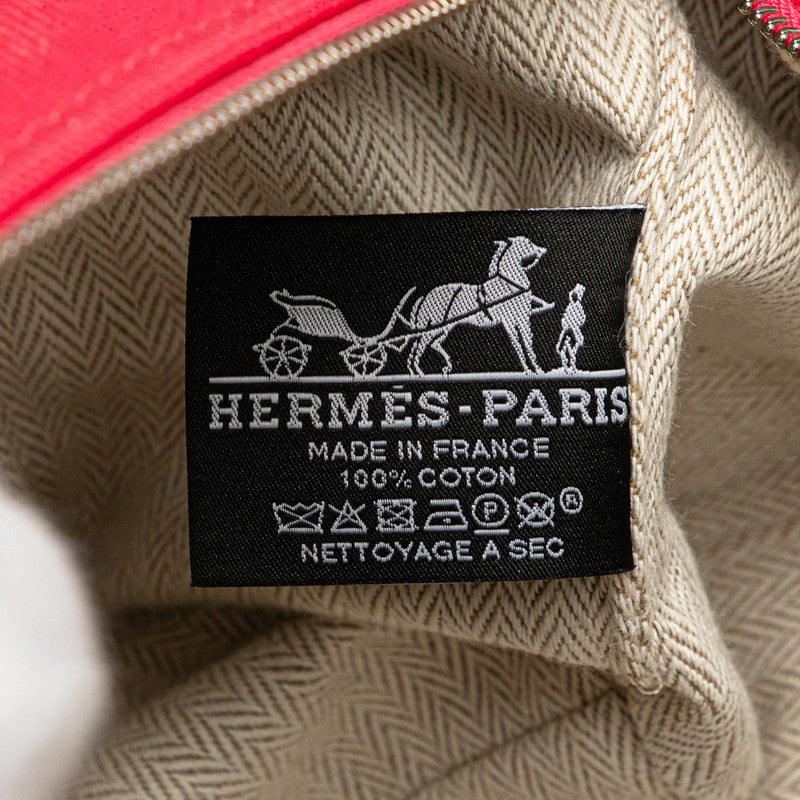 エルメス ブリッドアブラックPM ハンドバッグ ハイビスカス ピンク キャンバス レディース HERMES 【中古】