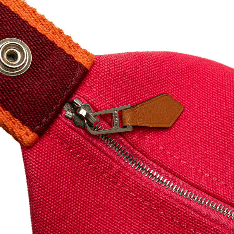 エルメス ブリッドアブラックPM ハンドバッグ ハイビスカス ピンク キャンバス レディース HERMES 【中古】