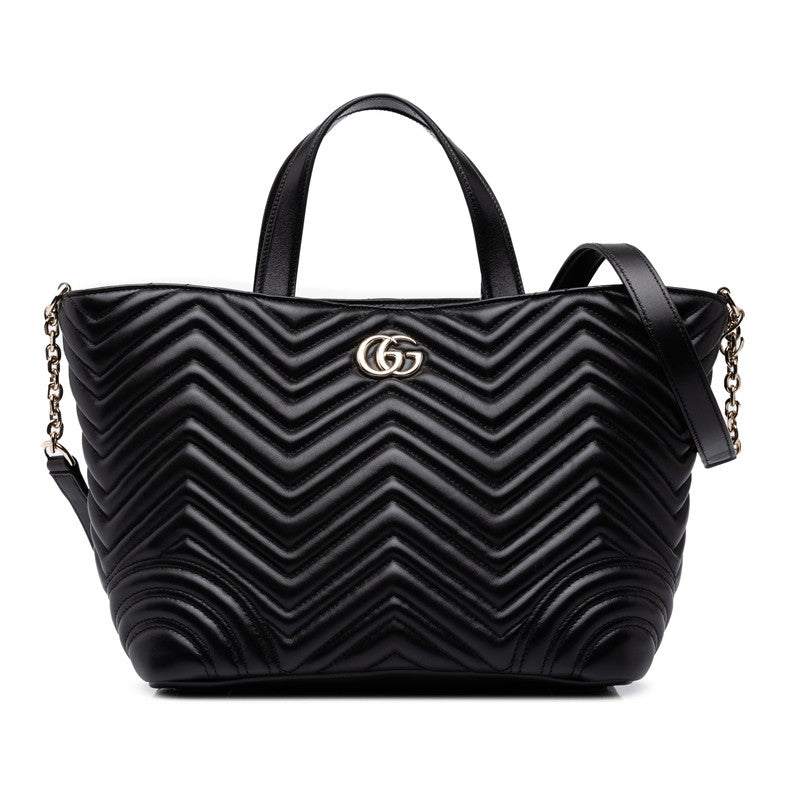 グッチ GGマーモント ハンドバッグ ショルダーバッグ 847387 ブラック レザー レディース GUCCI 中古