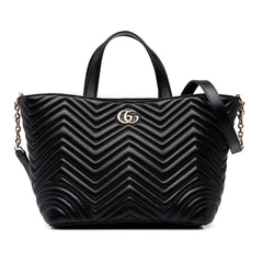 グッチ GGマーモント ハンドバッグ ショルダーバッグ 847387 ブラック レザー レディース GUCCI 中古