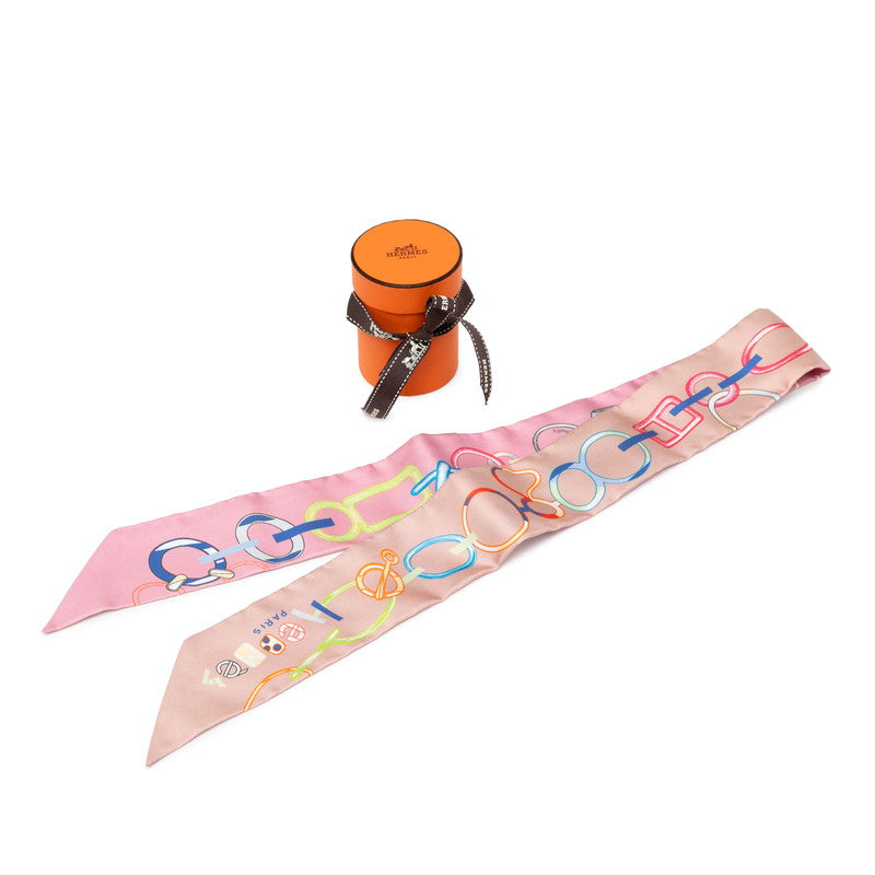エルメス ツイリー DO RE BOUCLES ド レ ブックル スカーフ ピンク ベージュ マルチカラー シルク レディース HERMES 【中古】