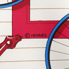 エルメス カレ90 LES BECANES 自転車 スカーフ ブルー ホワイト マルチカラー シルク レディース HERMES 【中古】