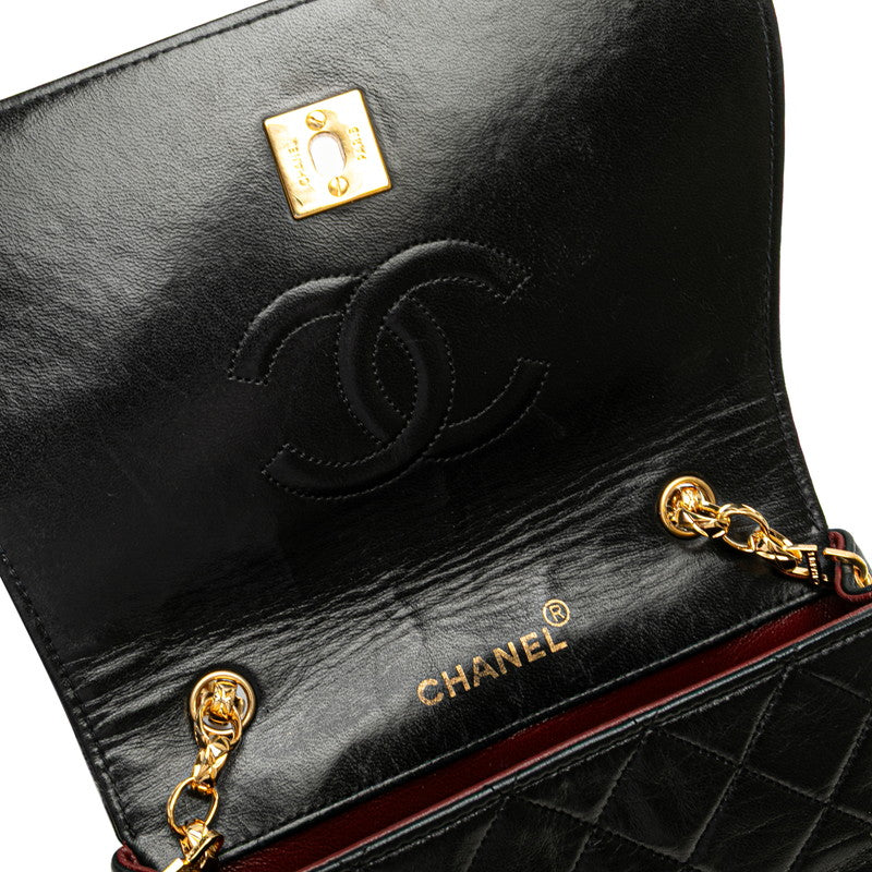 シャネル マトラッセ20 ココマーク チェーン ショルダーバッグ ブラック ラムスキン レディース CHANEL 【中古】