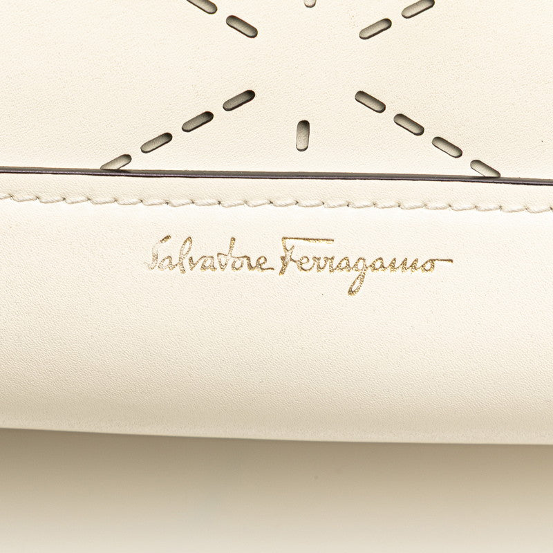 サルヴァトーレフェラガモ ガンチーニ エイミー ハンドバッグ トートバッグ アイボリー ホワイト レザー レディース Salvatore Ferragamo 【中古】