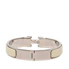 エルメス クリックH PM エナメルブレスレット バングル シルバー ホワイト メタル レディース HERMES 【中古】