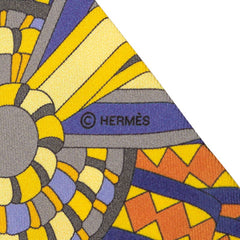 エルメス ツイリー LES FLOTS DU CHEVAL 馬への表彰 スカーフ パープル イエロー オレンジ シルク レディース HERMES 【中古】