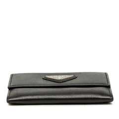 プラダ 三角ロゴプレート カードケース 小銭入れ ブラック サフィアーノレザー レディース PRADA 中古