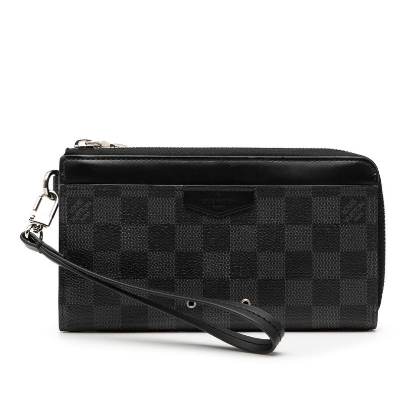 ルイ ヴィトン ダミエ グラフィット ジッピードラゴンヌ 長財布 N60379 ブラック PVC レザー メンズ LOUIS VUITTON 【中古】