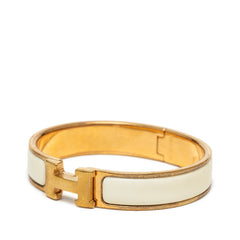 エルメス クリックH PM バングル ブレスレット ゴールド ホワイト メッキ エナメル レディース HERMES 【中古】