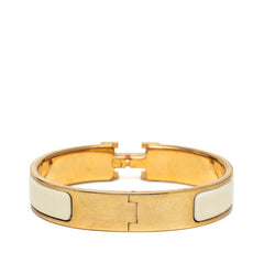 エルメス クリックH PM バングル ブレスレット ゴールド ホワイト メッキ エナメル レディース HERMES 【中古】