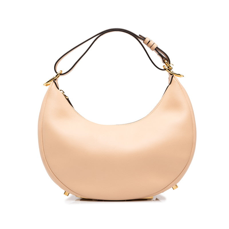 フェンディ グラフィ スモール ハンドバッグ ワンショルダー 8BR798 ピンクベージュ系 レザー レディース FENDI 中古