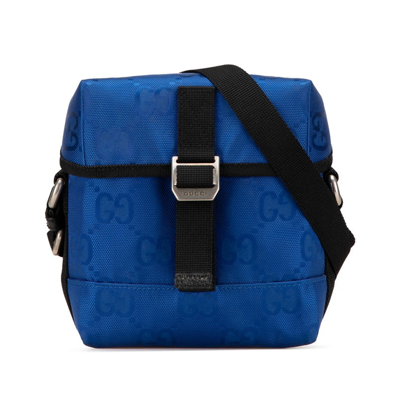 グッチ GGナイロン 斜め掛け メッセンジャーバッグ ショルダーバッグ 643858 ブルー ブラック ナイロン レディース GUCCI 【中古】