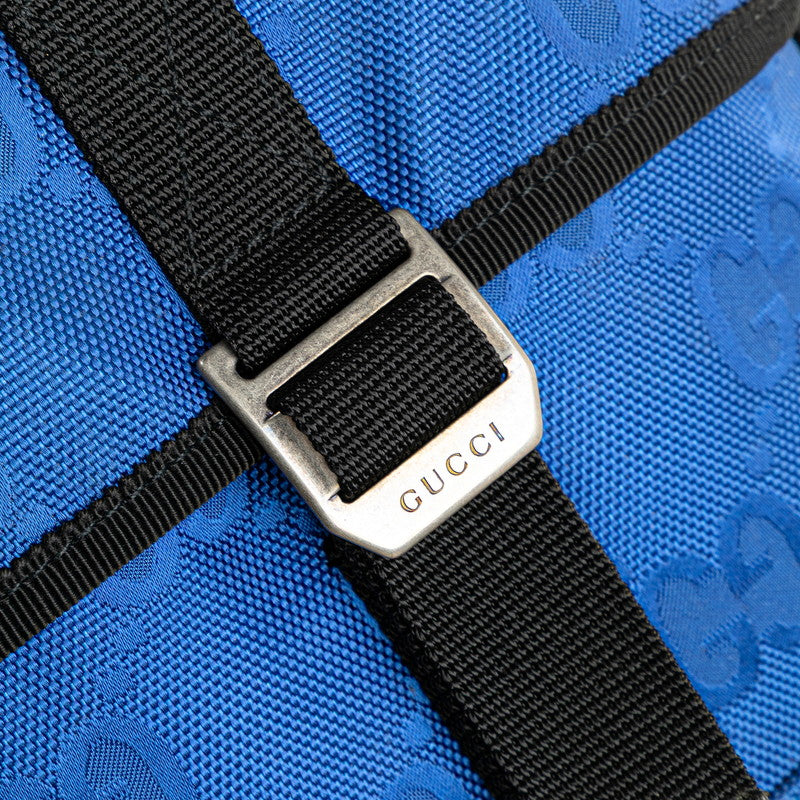 グッチ GGナイロン 斜め掛け メッセンジャーバッグ ショルダーバッグ 643858 ブルー ブラック ナイロン レディース GUCCI 【中古】