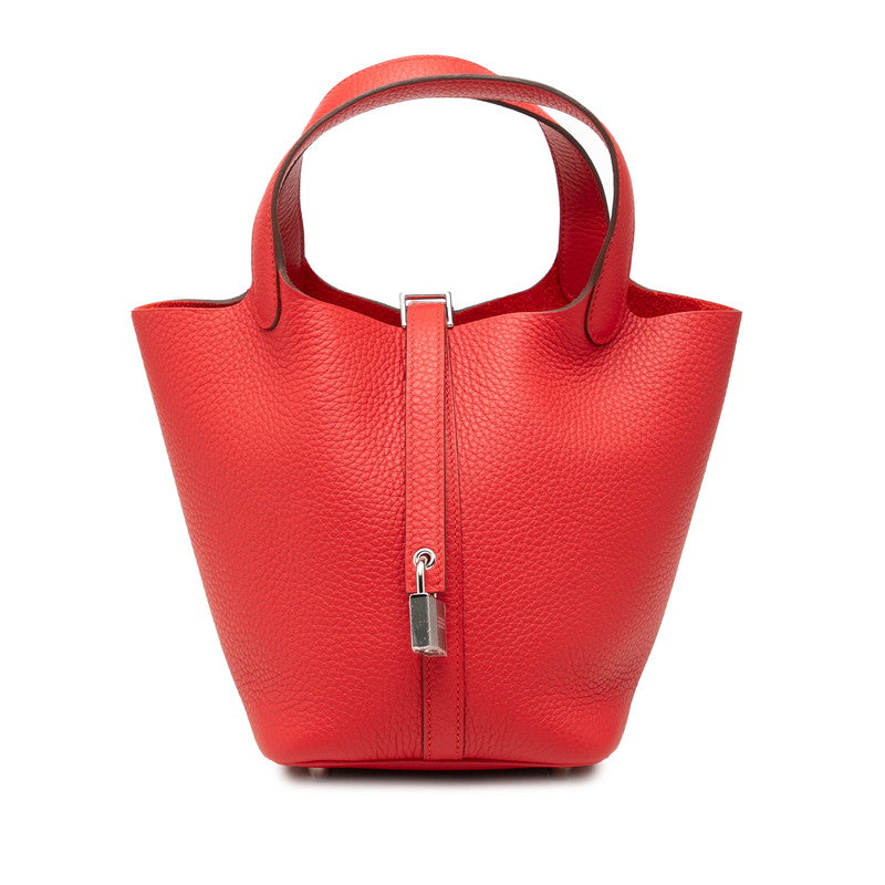 エルメス ピコタンロックPM ハンドバッグ レッド系 シルバー金具 トリヨンクレマンス レディース HERMES 【中古】