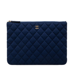 シャネル マトラッセ クラッチバッグ セカンドバッグ ネイビー キャンバス レディース CHANEL 【中古】