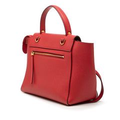 セリーヌ ベルトバッグ マイクロ ハンドバッグ ショルダーバッグ 2WAY レッド レザー レディース CELINE 【中古】