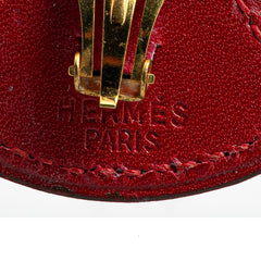 エルメス トライアングル イヤリング ルージュヴィフ レザー メッキ レディース HERMES 【中古】