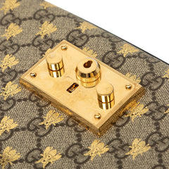 グッチ GGスプリーム ビー パドロック チェーン ショルダーバッグ ハンドバッグ 2way 409487 ベージュ PVC レザー レディース GUCCI 中古