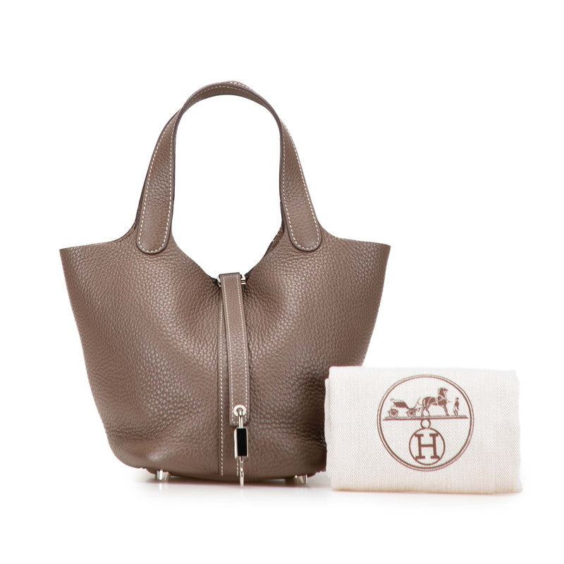 エルメス ピコタンロックPM ハンドバッグ エトゥープ グレージュ シルバー金具 トリヨンクレマンス レディース HERMES 【中古】