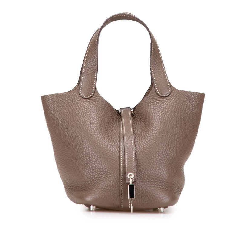 エルメス ピコタンロックPM ハンドバッグ エトゥープ グレージュ シルバー金具 トリヨンクレマンス レディース HERMES 【中古】