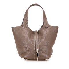 エルメス ピコタンロックPM ハンドバッグ エトゥープ グレージュ シルバー金具 トリヨンクレマンス レディース HERMES 【中古】