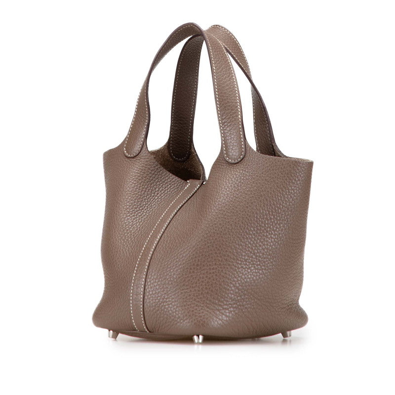エルメス ピコタンロックPM ハンドバッグ エトゥープ グレージュ シルバー金具 トリヨンクレマンス レディース HERMES 【中古】