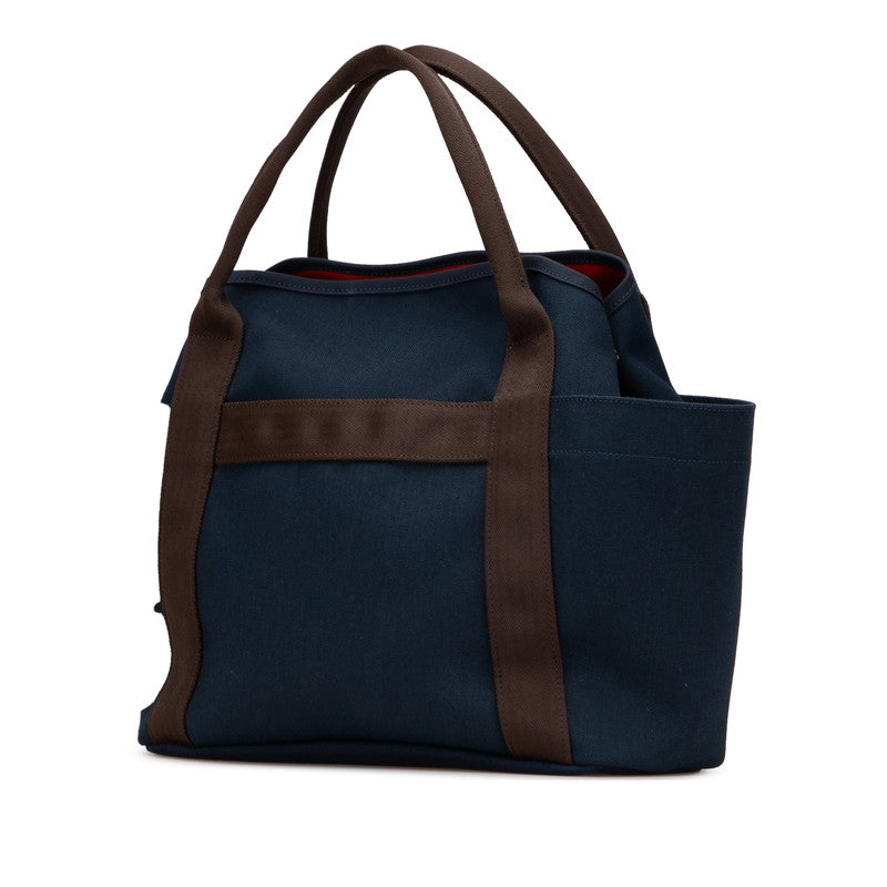 エルメス サックドパンサージュ グルーム ハンドバッグ ショルダーバッグ 2WAY ネイビー ブラウン キャンバス レディース HERMES 【中古】