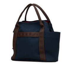エルメス サックドパンサージュ グルーム ハンドバッグ ショルダーバッグ 2WAY ネイビー ブラウン キャンバス レディース HERMES 【中古】