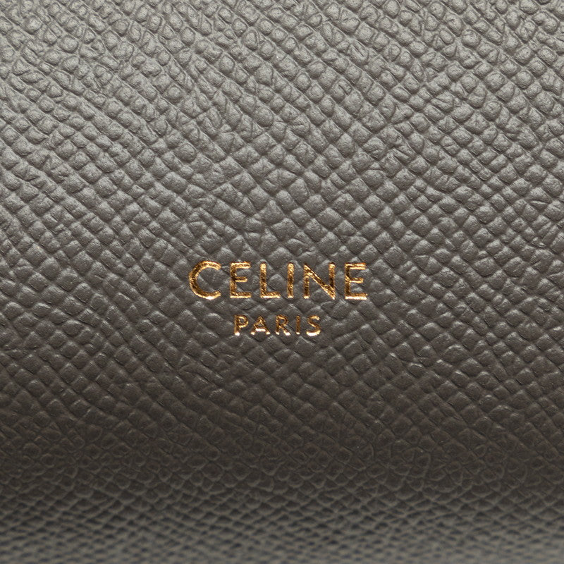 セリーヌ ナノ ベルトバッグ ハンドバッグ ショルダーバッグ 2WAY S-AI-1282 グレー レザー レディース CELINE 【中古】