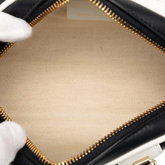 ディオール ヴァイブ ミニ ボウリングバッグ ハンドバッグ ショルダーバッグ 2WAY ブラック ホワイト レザー レディース Dior 【中古】