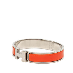 エルメス クリックH PM ブレスレット バングル シルバー オレンジ メタル エナメル レディース HERMES 【中古】