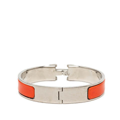 エルメス クリックH PM ブレスレット バングル シルバー オレンジ メタル エナメル レディース HERMES 【中古】