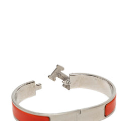 エルメス クリックH PM ブレスレット バングル シルバー オレンジ メタル エナメル レディース HERMES 【中古】