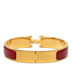 エルメス クリックH PM ブレスレット バングル ゴールド レッド メッキ レディース HERMES 【中古】