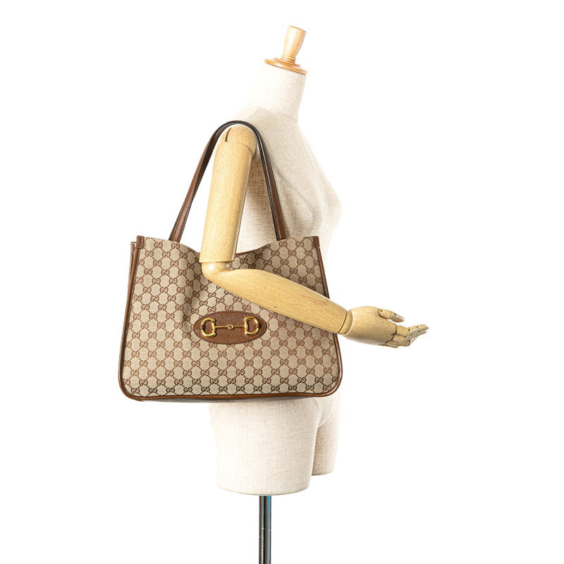 グッチ GGキャンバス ホースビット 1955 トートバッグ 623694 ベージュ ブラウン キャンバス レザー レディース GUCCI 【中古】