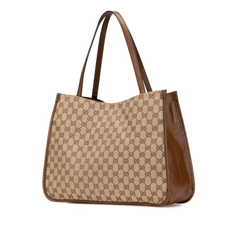 グッチ GGキャンバス ホースビット 1955 トートバッグ 623694 ベージュ ブラウン キャンバス レザー レディース GUCCI 【中古】