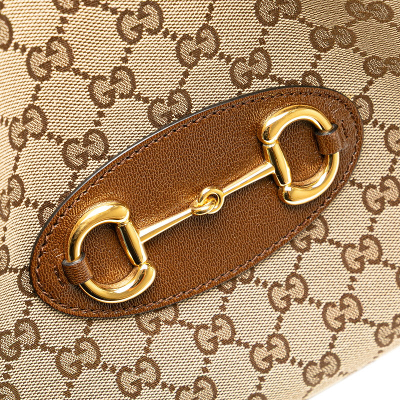 グッチ GGキャンバス ホースビット 1955 トートバッグ 623694 ベージュ ブラウン キャンバス レザー レディース GUCCI 【中古】