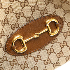 グッチ GGキャンバス ホースビット 1955 トートバッグ 623694 ベージュ ブラウン キャンバス レザー レディース GUCCI 【中古】