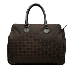 フェンディ ズッキーノ ビジネスバッグ ハンドバッグ ブラウン ブラック キャンバス レザー レディース FENDI 中古