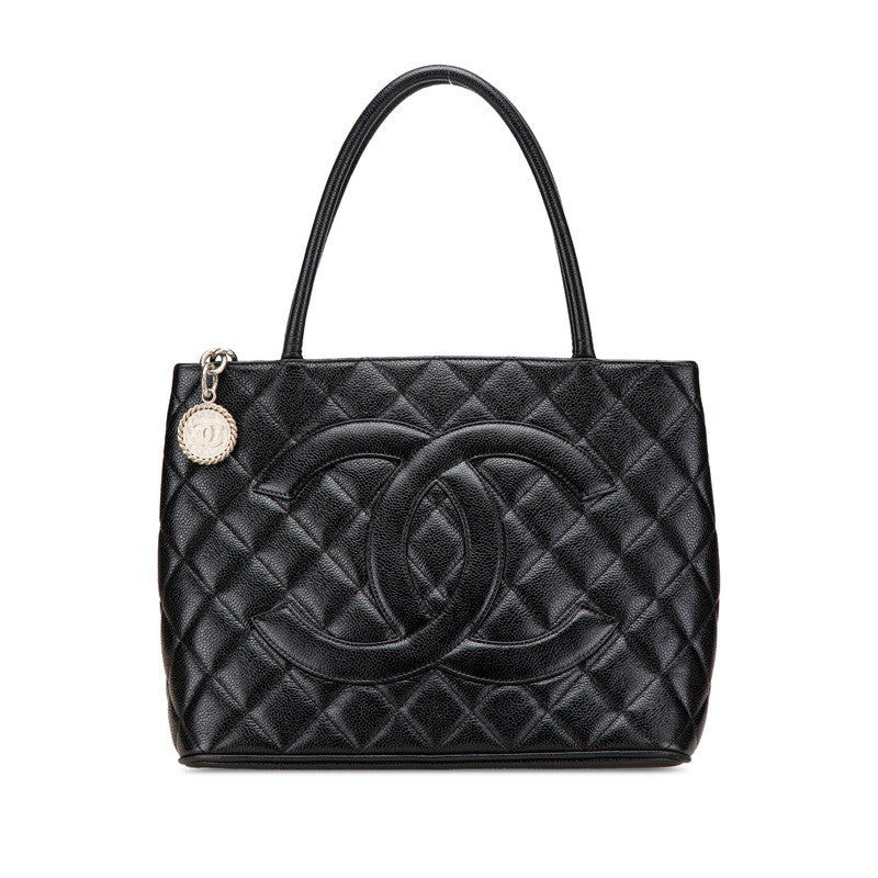 シャネル ココマーク マトラッセ 復刻トート トートバッグ ブラック キャビアスキン レディース CHANEL 【中古】