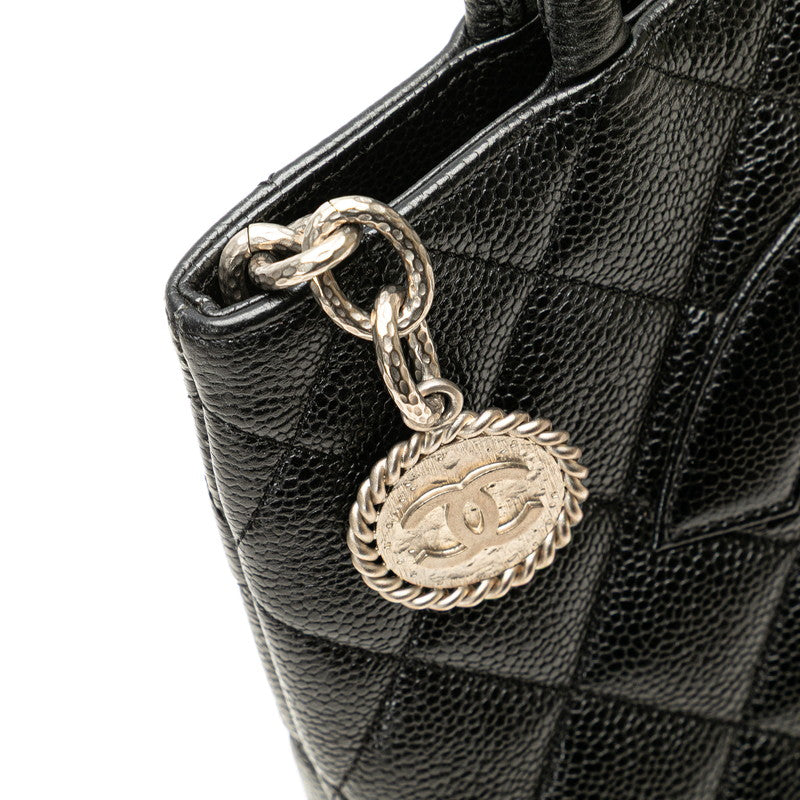 シャネル ココマーク マトラッセ 復刻トート トートバッグ ブラック キャビアスキン レディース CHANEL 【中古】