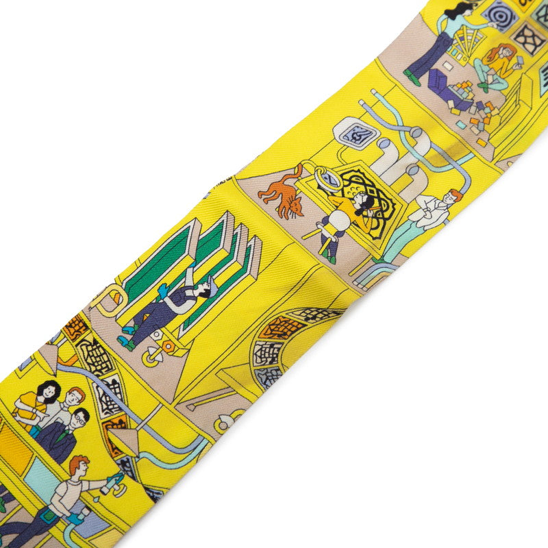 エルメス ツイリー La Maison des Carres メゾン デ カレ スカーフ イエロー マルチカラー シルク レディース HERMES 【中古】