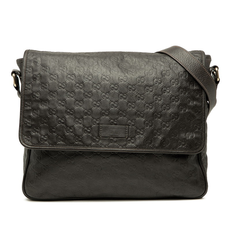 グッチ グッチシマ メッセンジャーバッグ ショルダーバッグ 斜め掛け 223665 ブラウン レザー レディース GUCCI 【中古】