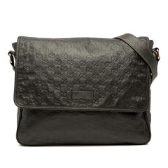 グッチ グッチシマ メッセンジャーバッグ ショルダーバッグ 斜め掛け 223665 ブラウン レザー レディース GUCCI 【中古】