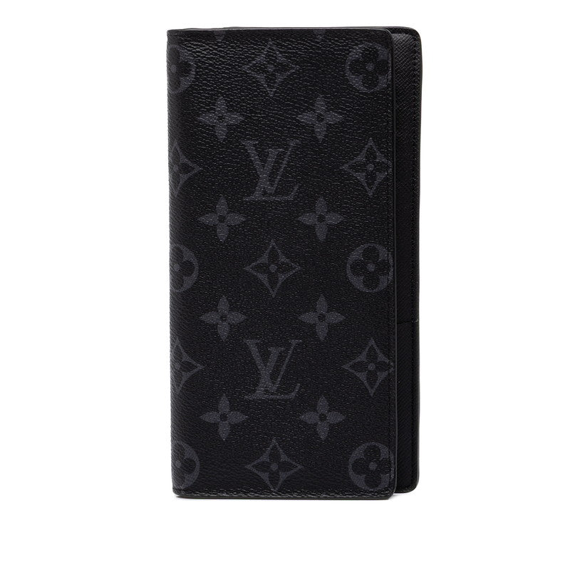 ルイ ヴィトン モノグラム エクリプス ポルトフォイユ ブラザ 長財布 M61697 ブラック PVC レザー メンズ LOUIS VUITTON 中古