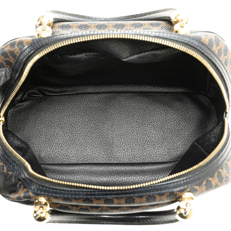 セリーヌ マカダム ハンドバッグ ブラック PVC レザー レディース CELINE 【中古】