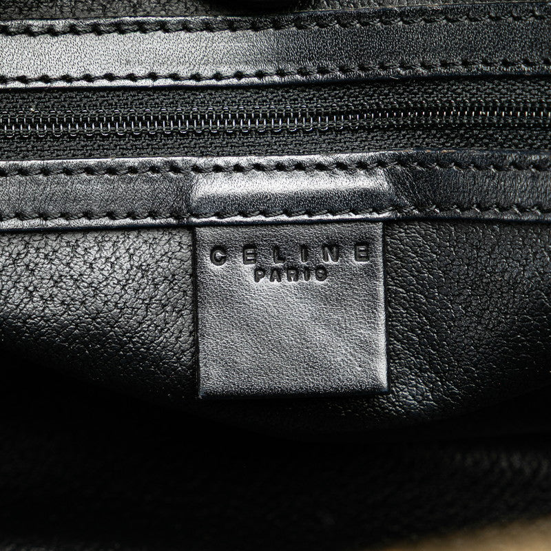 セリーヌ マカダム ハンドバッグ ブラック PVC レザー レディース CELINE 【中古】